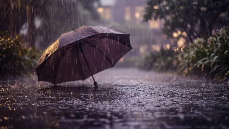 ภาพheavy rain in dim light สื่อถึงนิมิตแห่งการคุ้มครอง เมื่อบุญเก่าและสิ่งศักดิ์สิทธิ์จัดสรร ในบทความ ฝันเห็นร่มคันใหญ่กลางฝน ใครบางคนกำลังเข้ามาช่วยคุ้มครองหรือเปล่า