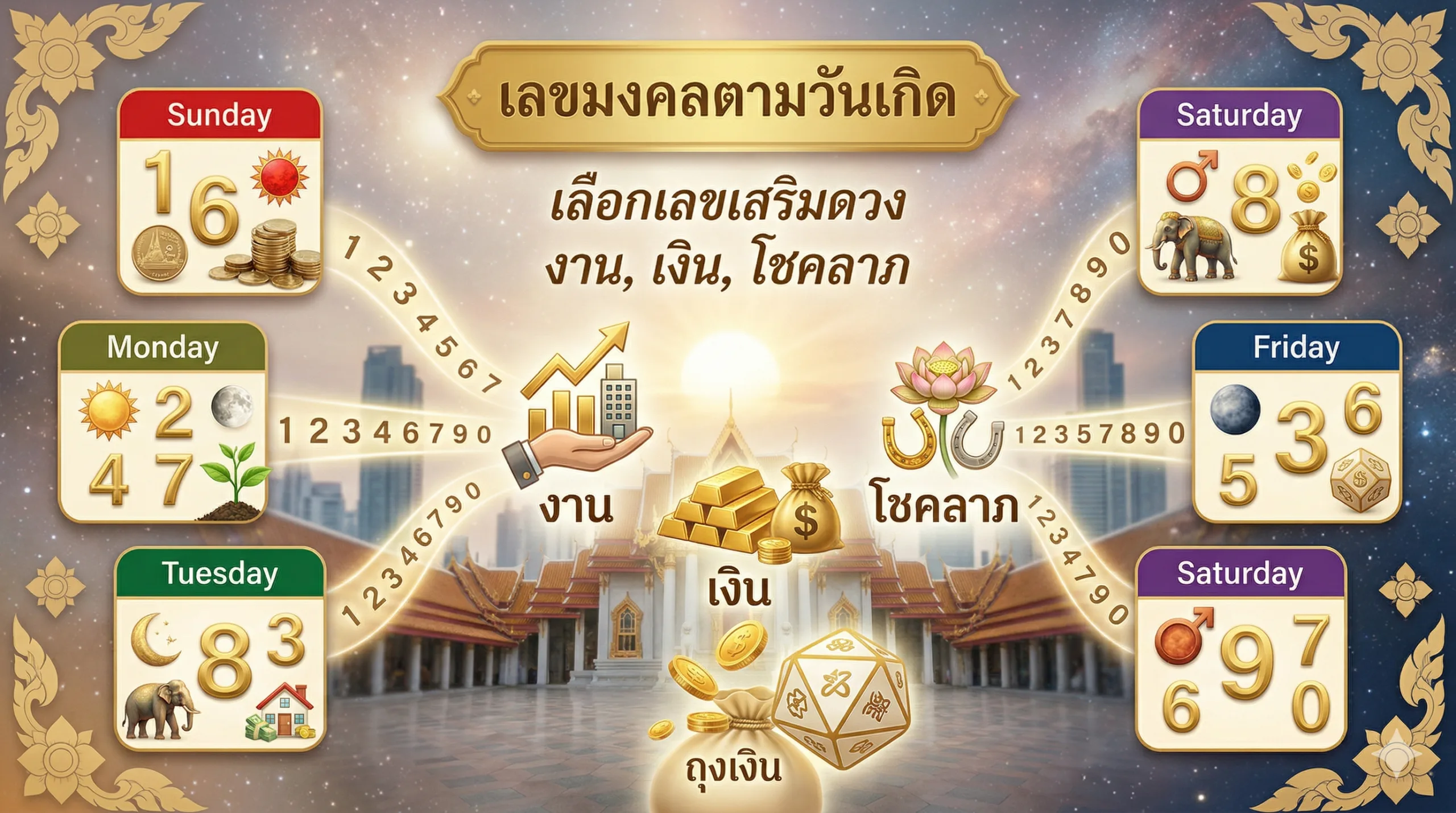 เลขมงคลตามวันเกิด เลือกเลขอะไรให้เสริมดวงงาน เงิน และโชคลาภ